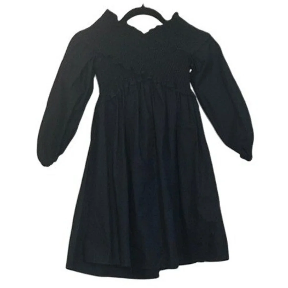 Zara Basic Black Mini Dress Sz S Smocked‎ Off-the-Shoulder Cotton Ruffle Goth